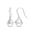 1/10 Ct. T.w. Diamond And Cultured Freshwater Pearl Charm Earrings