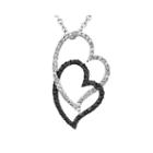 3/8 Ct. T.w. White And Color-enhanced Black Diamond Sterling Silver Double Heart Pendant Necklace