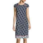 R & K Originals Cap-sleeve Geo Print Zip Shoulder Shift Dress