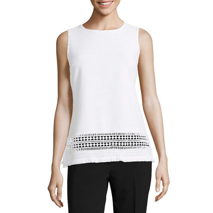 Liz Claiborne Fringe Trim Knit Tank Top