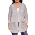 Stylus&trade; Elbow-sleeve Mesh Cardigan - Plus