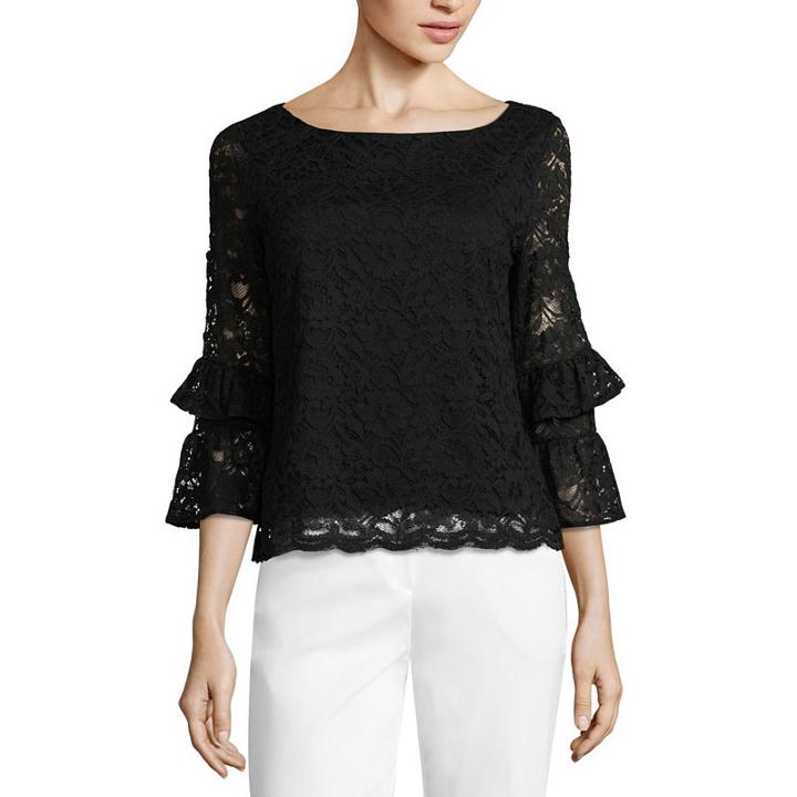 Liz Claiborne Scalloped Lace Top - Tall