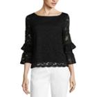 Liz Claiborne Scalloped Lace Top - Tall