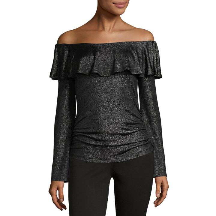 By & By Long Sleeve Knit Dress Shirt Juniors