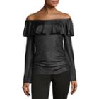 By & By Long Sleeve Knit Dress Shirt Juniors