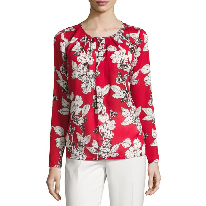 Liz Claiborne Long Sleeve Crew Neck Woven Blouse