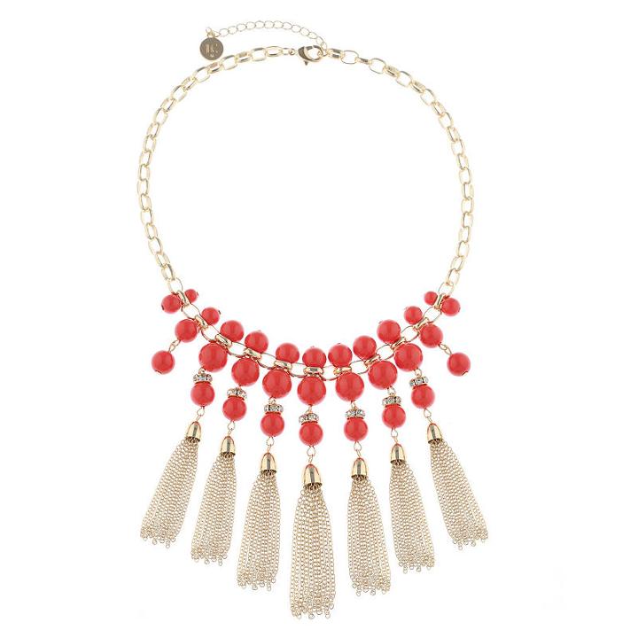 Liz Claiborne Womens Orange Statement Necklace