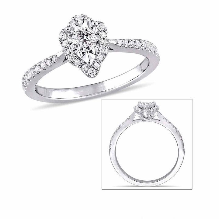 Laura Ashley Womens 3/8 Ct. T.w. Round White Diamond Sterling Silver Engagement Ring