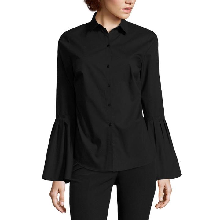 Worthington Long Flare Sleeve Button-front Shirt-petites