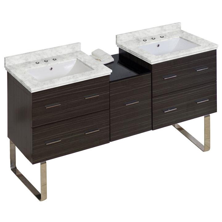 61.5-in. W Floor Mount Dawn Grey Vanity Set For 3h8-in. Drilling Bianca Carara Top White Um Sink