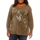 A.n.a Long Sleeve Pattern T-shirt-womens Plus