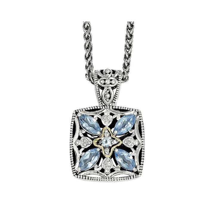 Shey Couture Genuine Blue Topaz And Diamond-accent Sterling Silver 14k Gold Necklace
