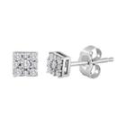 Diamond Blossom 1/10 Ct. T.w. Diamond Sterling Silver Cluster Earrings