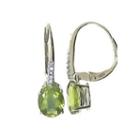 Diamond Accent Genuine Green Peridot 10k Gold 22mm Hoop Earrings