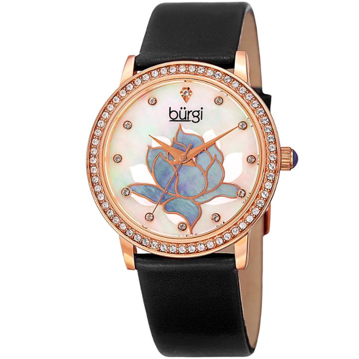 Burgi Womens Black Strap Watch-b-159bkr