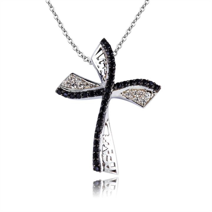 Womens Black Spinel Sterling Silver Pendant Necklace