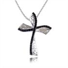 Womens Black Spinel Sterling Silver Pendant Necklace