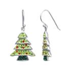 Sparkle Allure Christmas Tree Multi Color Crystal Silver Over Brass Drop Earrings