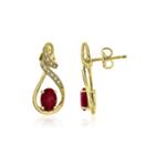Red Lab-created Ruby Drop Earring In Gold Over Silver