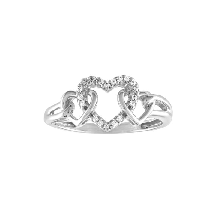 Womens Diamond Accent 10k White Gold Heart Ring