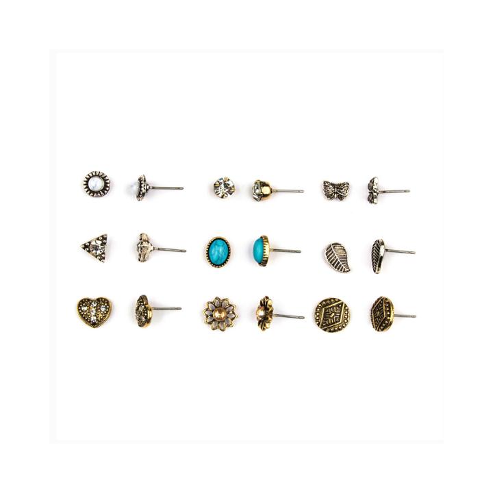 Arizona 9-pr. Heart, Flower & Cab Earring Set