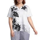 Alfred Dunner Perfect Match Tropical Border Tee- Plus