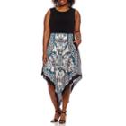Donna Ricco Sleeveless Colorblock Aztec Hi-lo Dress - Plus