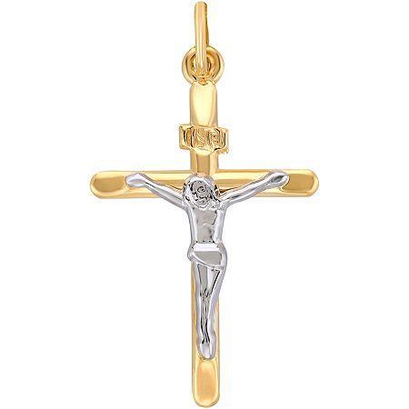 14k Two-tone Gold Crucifix Charm