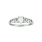 Womens Diamond Accent White Opal Sterling Silver Delicate Ring