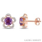 Laura Ashley Diamond Accent Genuine Purple Amethyst 10.9mm Stud Earrings