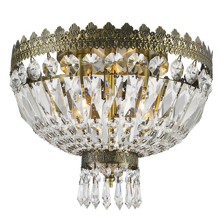 Metropolitan Collection 3 Light Antique Bronze Finish Crystal Flush Mount Ceiling Light