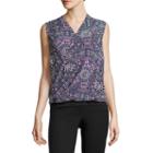 Liz Claiborne Sleeveless V Neck Wrap-front Blouse