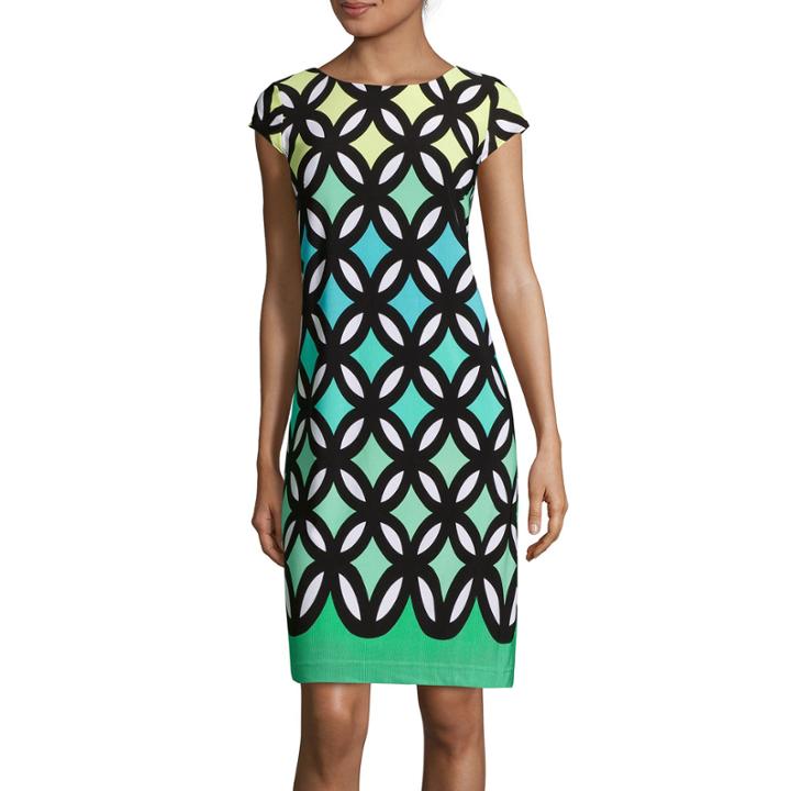 R & K Originals Cap-sleeve Ombre Colorblock Shift Dress
