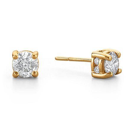 1 Ct. T.w. Diamond Swirl 14k Yellow Gold Stud Earrings