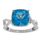 Womens Diamond Accent Genuine Blue Topaz Blue 10k Gold Cocktail Ring