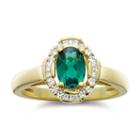 1/5 Ct. T.w. Diamond & Simulated Emerald 10k Yellow Gold Ring