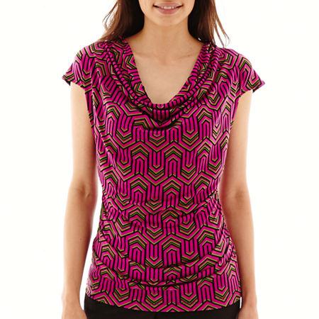 Worthington Ruched-side Cowlneck Shirt - Petite