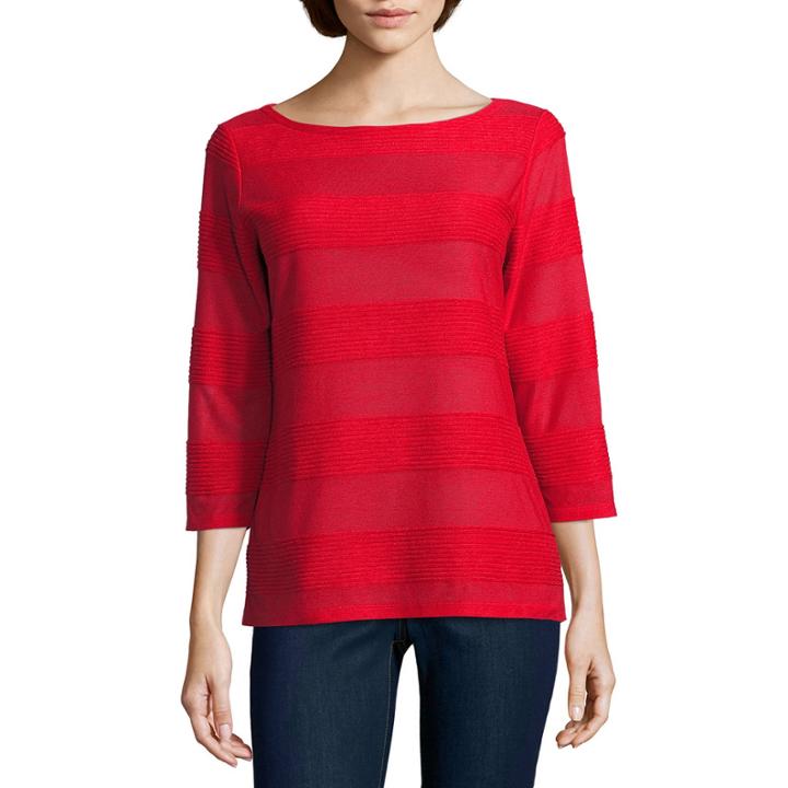 St. John's Bay 3/4 Sleeve Knit Blouse-petites