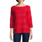 St. John's Bay 3/4 Sleeve Knit Blouse-petites