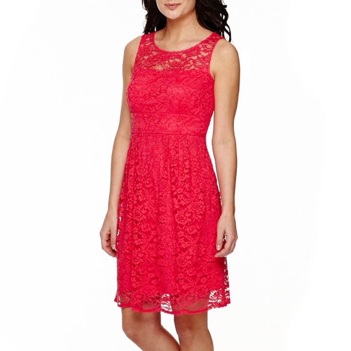 Donna Ricco Sleeveless Illusion Fit-and-flare Dress