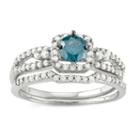 Womens 1 Ct. T.w. Color Enhanced Blue Diamond 10k Gold Bridal Set