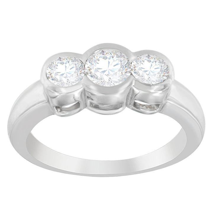 Love Lives Forever Womens 1 Ct. T.w. Round White Diamond 14k Gold 3-stone Ring