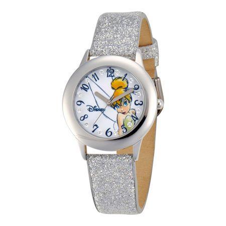 Disney Tinker Bell Glitz Silver Glitter Strap Watch