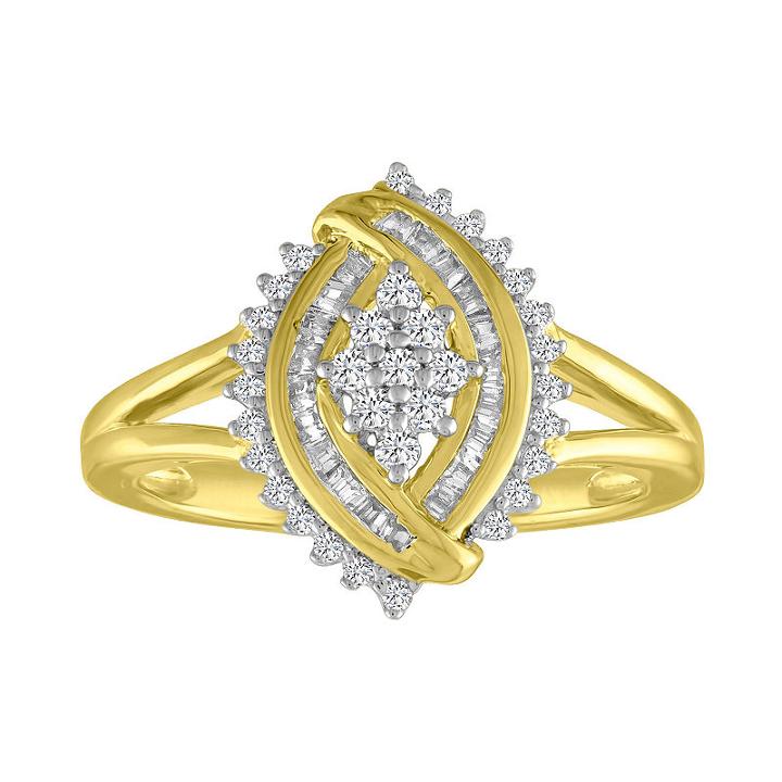 Womens 1/3 Ct. T.w. Genuine Diamond White 10k Gold Cluster Ring