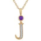 J Womens Genuine Purple Amethyst 14k Gold Over Silver Pendant Necklace
