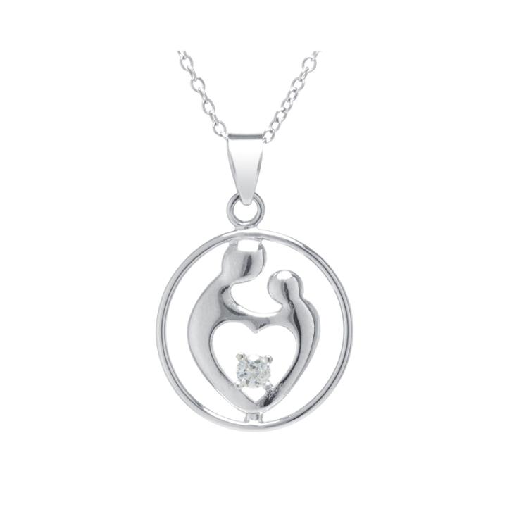 Silver Treasures Cubic Zirconia Sterling Silver Mothers Pendant Necklace