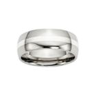 Mens 8mm Stainless Steel & Sterling Silver Inlay Wedding Band