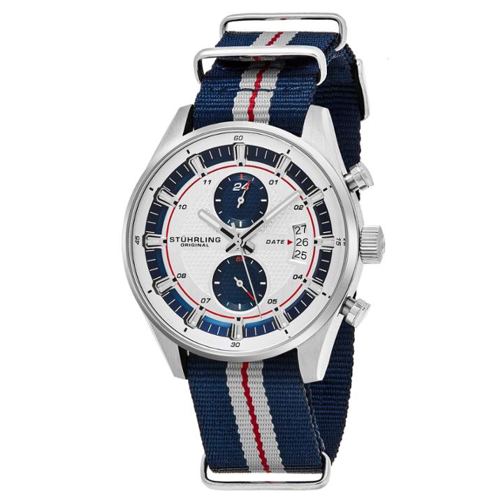 Stuhrling Mens Blue Strap Watch-sp16361