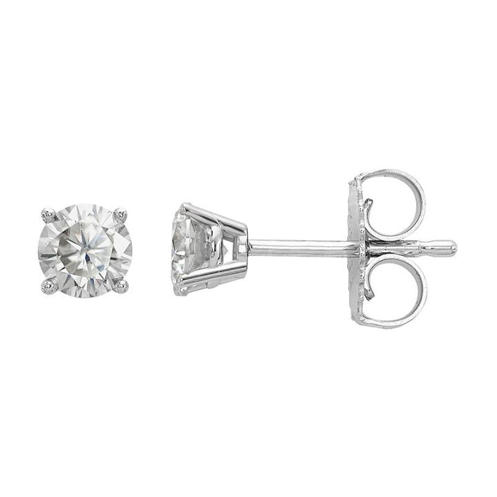 3/8 Ct. T.w. White Moissanite 14k White Gold 4mm Round Stud Earrings