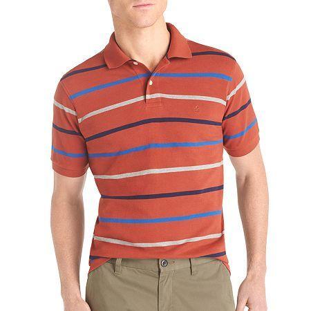 Izod Short-sleeve Striped Piqu Polo